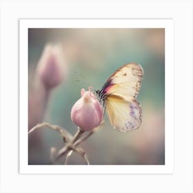 A Close Up Of A Delicate Butterfly Bud Just Beginning To Bloom, With Soft Petals And Hints Of Vibran Art Print