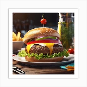 Hamburger On A Plate 187 Art Print