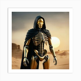 Humanoid Robot With A Golden Metallic Exoskeleton 2 Art Print