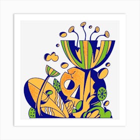 flower and skull -orange- Art Print