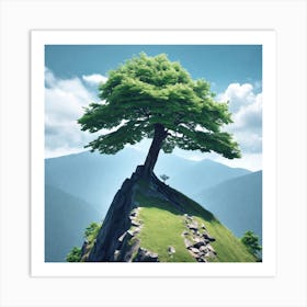 Single Tree On Top Of The Mountain (66) Art Print