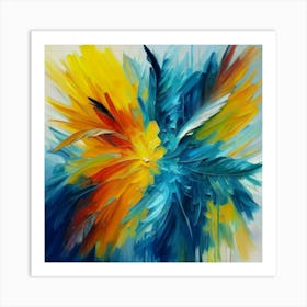 Gorgeous, distinctive yellow, green and blue abstract artwork 12 Art Print