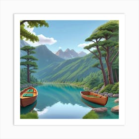 Two Boats On A Lake 1 Art Print