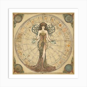 Astrological Nouveau Chart Series - 14 Art Print