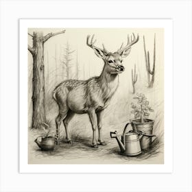 Deer In The Woods 144 Art Print