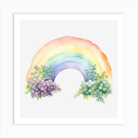 Rainbow With Succulents Art Print