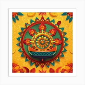 Onam Inspired Banner Texture With Rangoli Design 171 Art Print