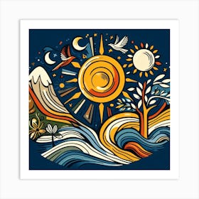 Sun And Mountains Art Print