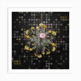 Vintage Pink Agatha Rose Flower Wreath on Dot Bokeh Pattern n.0649 Art Print