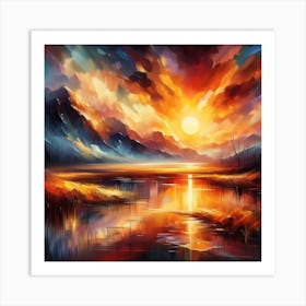 Sunset In The Mountains Art Print