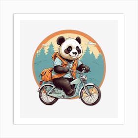 Panda Bear Riding A Bike Art Print