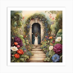 Girl In A Garden 1 Art Print