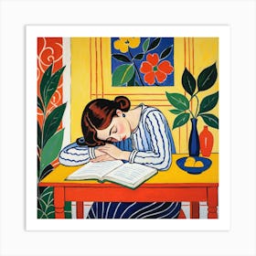 Girl Reading A Book Art Print