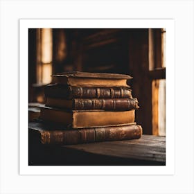 Old Books On A Table Art Print