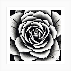 Black And White Rose 2 Art Print