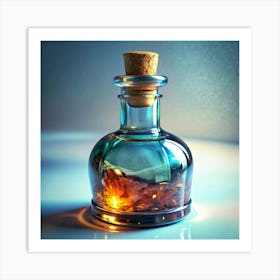 Glass Bottle With Cork And Brown Liquid Art Print