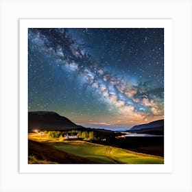 Milky Way Over Highland Home Art Print