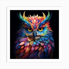 Colourful Rainbow Owl 2 Art Print