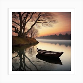 Boat On A Lake Art Print