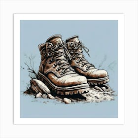 Hiking Boots Art Print