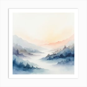 Watercolor Of Mountains Art Print