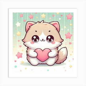 Cute Kawaii Cat Art Print