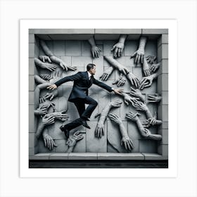 Man Jumping Over A Wall Art Print