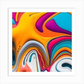 Abstract orange coloured liquid  Art Print