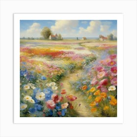 Bloemenzee Dutch For Sea Of Flowers Fields Of Flowers In A Dreamlike State With Swirling 12 Art Print