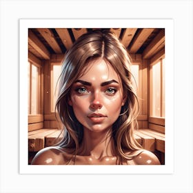 Portrait Of A Girl In A Sauna Art Print