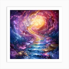 Journey Through the Luminescent Cavern Art Print