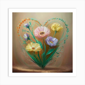 Heart Of Flowers Art Print