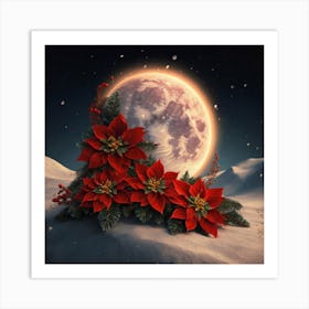Christmas Poinsettias Art Print