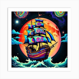 Psychedelic Ship 1 Art Print