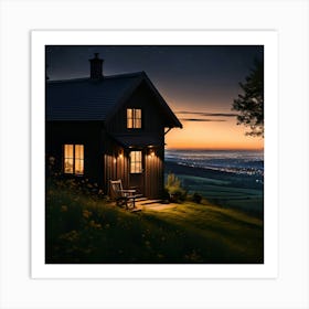 Tranquil Farmhouse Overlooking the City Art Print