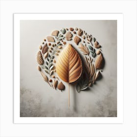 Autumn Leaves In A Circle Art Print