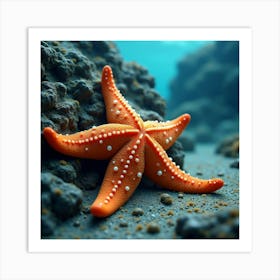 A Stunning Starfish Clinging To A Rocky Sea Bed 2 Art Print