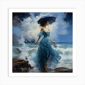 Girl With An Umbrella Art Print