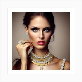 Beautiful Woman In Gold Jewelry Art Print