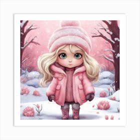 Little Girl In Pink Coat 1 Art Print