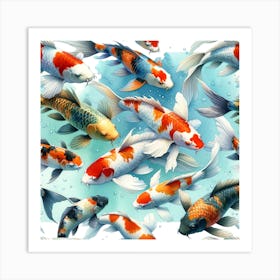 Koi Fish Seamless Pattern Art Print