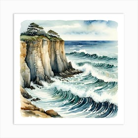 Watercolor Of Cliffs 1 Art Print