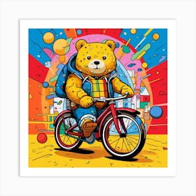 Bear On A Bike 3 Art Print