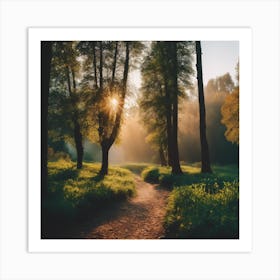 Sunrise In The Forest Art Print