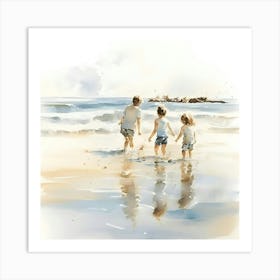 Children At The Beach 1 Art Print