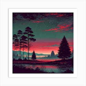 Sunset In The Woods 27 Art Print