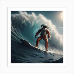 Astronaut Riding A Wave Art Print