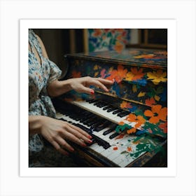 Woman Plays A Piano Art Print