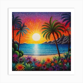 Sunset At The Beach Wood Print Art Print