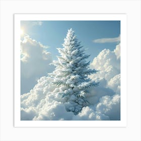 Christmas Tree In The Clouds Art Print